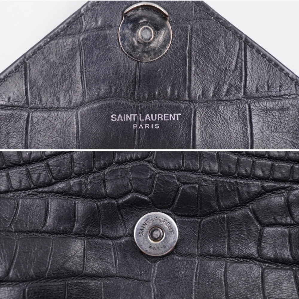 ❌ SOLD ❌ SAINT LAURENT Calfskin Crocodile Embossed College Satchel - Picture 13 of 15
